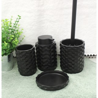 Brosse de toilette noire et tige en métal - WENDY