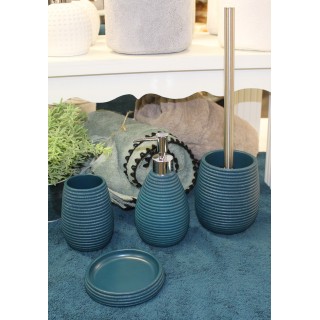 Brosse de toilette ronde bleue et tige en métal  - TANIA