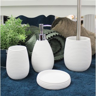 Brosse de toilette ronde blanche et tige en métal - LANA