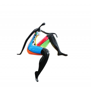 Statue femme pensive avec peintures multicolores H70 cm - MAMA THINK