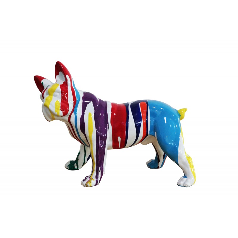 Sculpture chien bulldog multicolore en résine - MEDOR