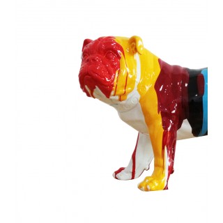 Sculpture chien bulldog multicolore en résine - BALTO