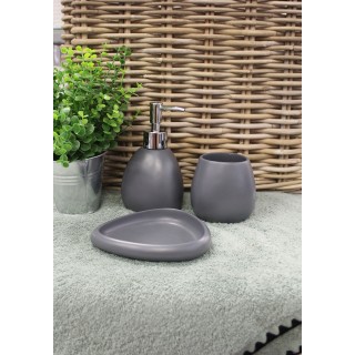 Set 3 accessoires salle de bain en Polyrésine et pierre naturelle gris anthracite - COLLECTION LARA