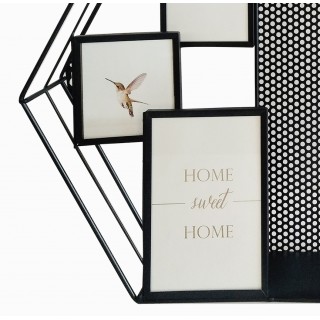 Porte-photos / étagère décoration murale en métal noir - design moderne - SWEET HOME
