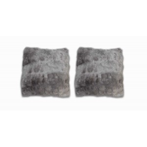 lot de 2 Coussins gris au toucher ultra doux, ultra moelleux, ultra douillet - décoration chic et cosy - Calinou