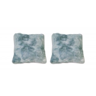 Lot 2 coussins faux poils de lapin bleu douceur intense - Calinou