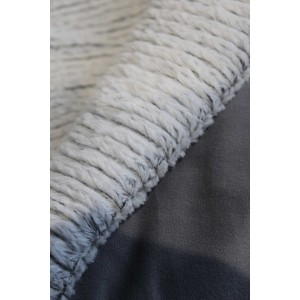 Lot plaid + 2 Coussins blancs texturés aspect tricot - LENO