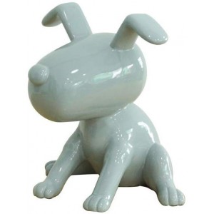 Statue chien assis avec peinture grise H27 cm - GREY SNOOP
