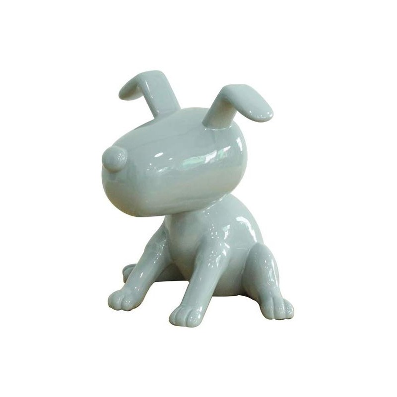 Statue chien assis avec peinture grise H27 cm - GREY SNOOP