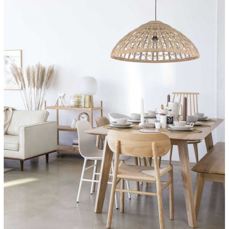 Suspension ronde en bambou style bord de mer D. 80 cm - TULUM