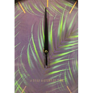 Horloge ronde 30 cm avec cadran violet à aiguilles et visuel végétal - décoration murale - POESIE