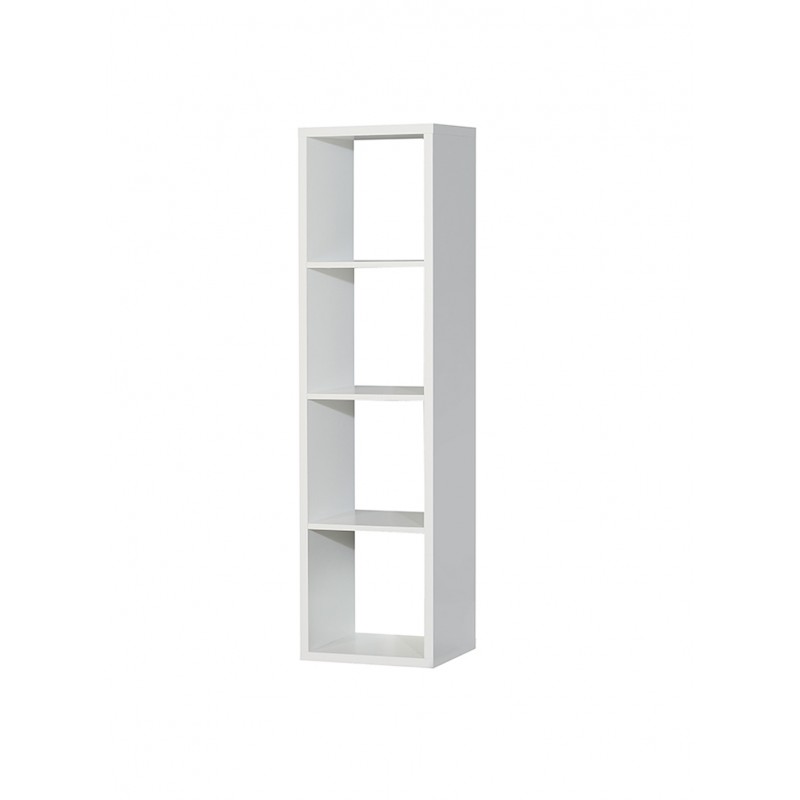 Etagère colonne 4 casiers décor blanc - rangement bibliothèque moderne - Collection Classico