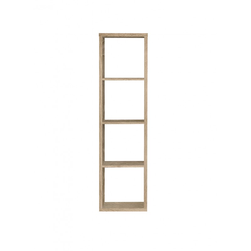 Etagère colonne 4 casiers décor chêne - rangement bibliothèque moderne - Collection Classico