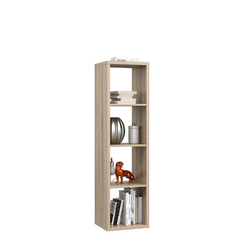 Etagère colonne 4 casiers décor chêne - rangement bibliothèque moderne - Collection Classico
