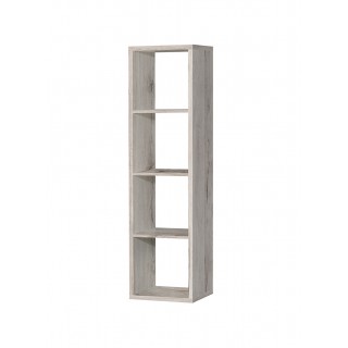 Etagère colonne 4 casiers décor chêne grisé - rangement bibliothèque moderne - Collection Classico
