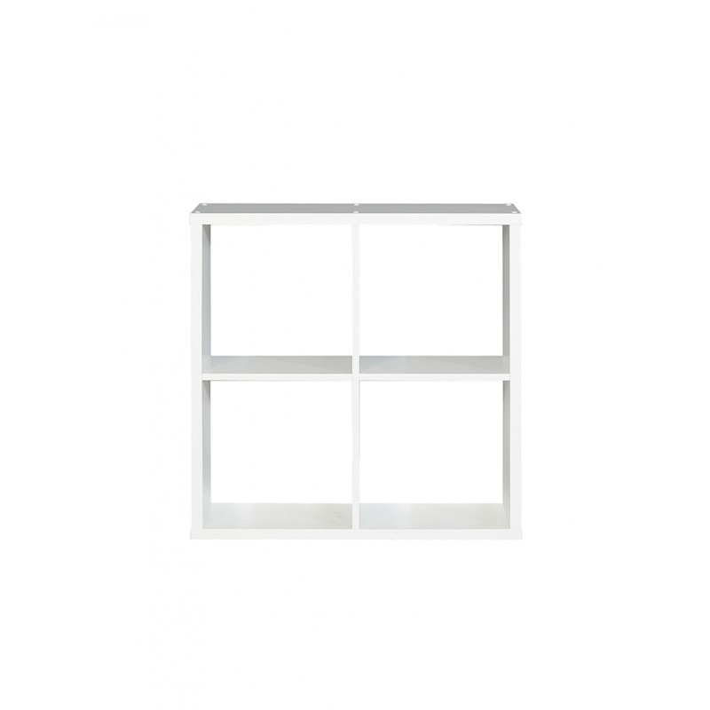 Etagère cube 4 casiers décor blanc - rangement bibliothèque moderne - Collection Classico