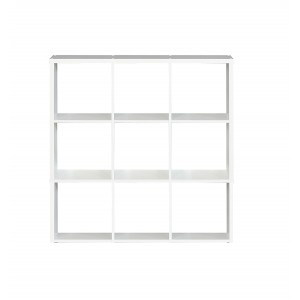 Etagère cube 9 casiers décor blanc - rangement bibliothèque moderne - Collection Classico