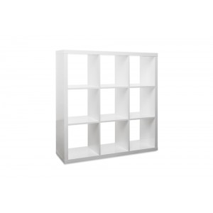 Etagère cube 9 casiers décor blanc - rangement bibliothèque moderne - Collection Classico
