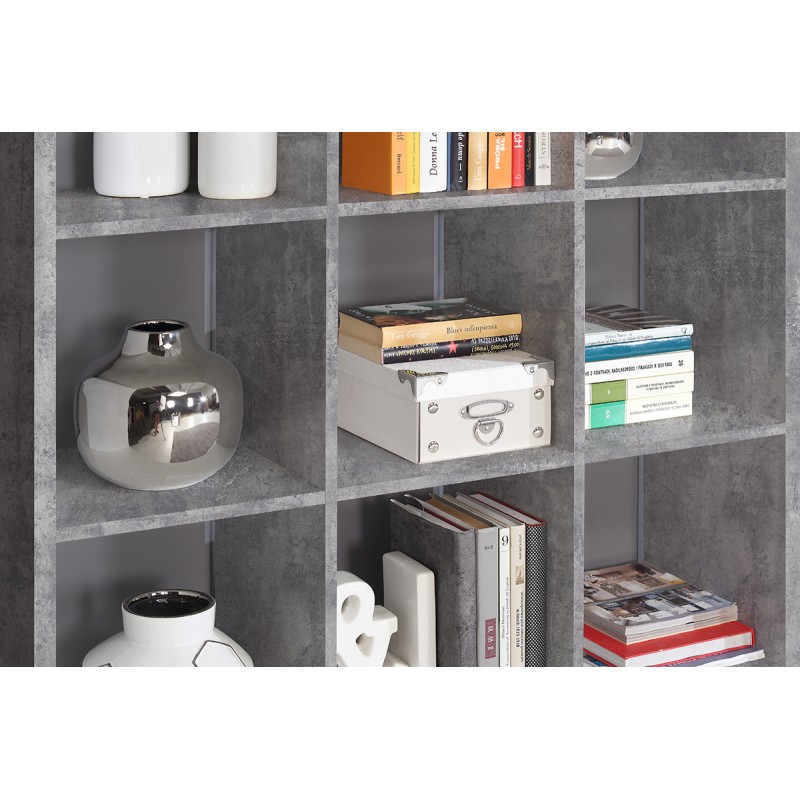 Etagère cube 9 casiers décor béton - rangement bibliothèque moderne - Collection Classico