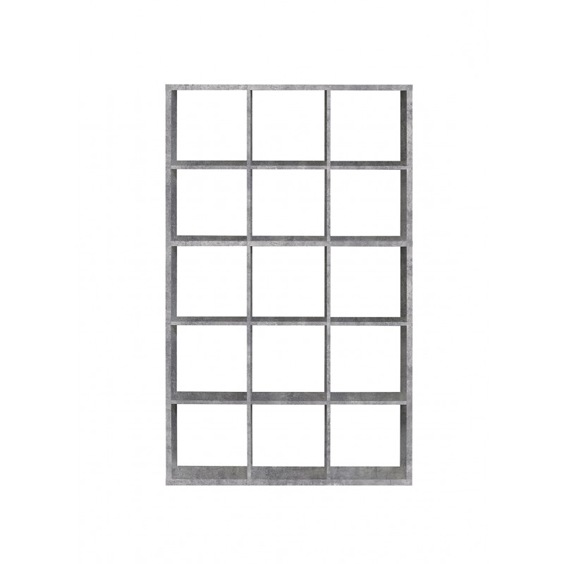 Etagère cube 15 casiers décor béton - rangement bibliothèque moderne - Collection Classico