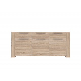 Meuble bahut 3 portes 3 tiroir aspect chêne clair - rangement contemporain - collection OPIO