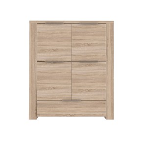 Meuble armoirette 4 portes aspect chêne clair - rangement contemporain - collection OPIO