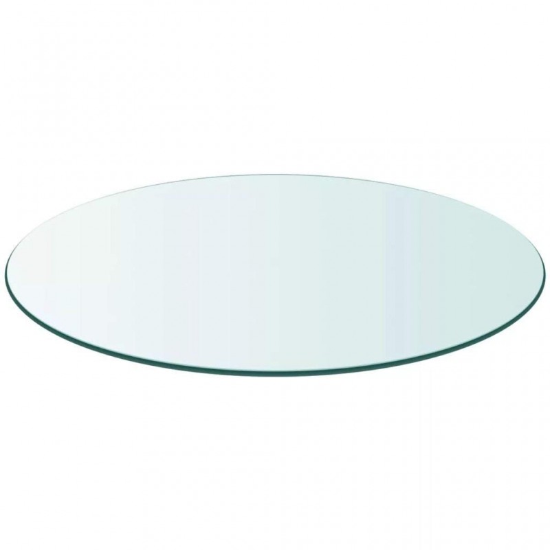 Plateau rond 90 cm en verre trempé transparent