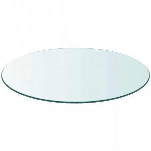 Plateau rond 60 cm en verre trempé transparent - dessus de table résistant - Pour table & table basse