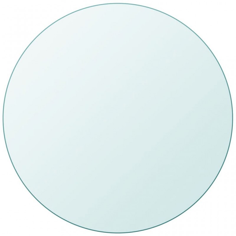 Plateau rond 60 cm en verre trempé transparent - dessus de table résistant - Pour table & table basse