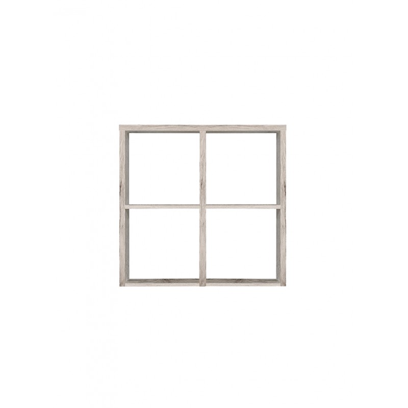 Etagère cube 4 casiers décor chêne gris - rangement bibliothèque moderne - Collection Classico