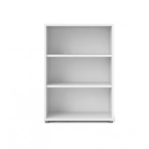 Bibliothèque 2 tablettes 3 niches décor blanc - rangement étagère moderne - Hauteur 111 cm PM - Reverso