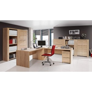 Meuble angle pour bureau aspect chêne clair - OPIO