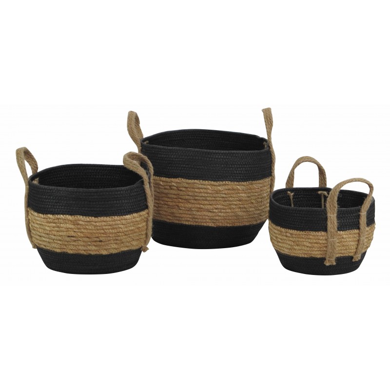 Lot de 3 panières bicolore en cordes tressées - CORDOU