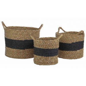 Lot de 3 panières bicolore en fibre naturelle - CORDOU