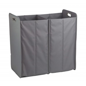 Panier à linge pliant rectangulaire en tissu gris - BASKET