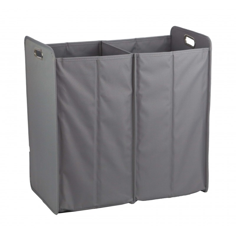 Panier à linge pliant rectangulaire en tissu gris - BASKET