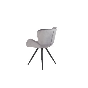 Lot de 2 Chaises velours gris et pieds métal noir - fauteuil design contemporain scandinave - LOTUS