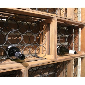 Casier rustique pour 12 bouteilles, en bois et métal - décoration cuisine, bar, restaurant, cave à vins - BACCHUS