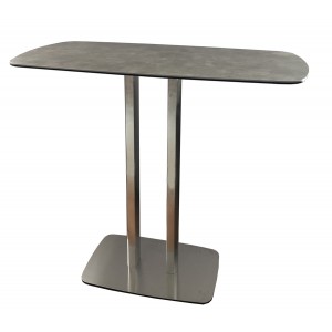 Table haute rectangualire 120 cm plateau céramique gris et piétement en acier - SIGMA
