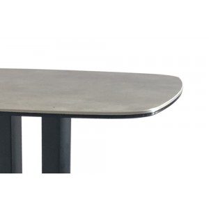 Table haute carré 60 cm plateau céramique gris et piétement en acier - SIGMA