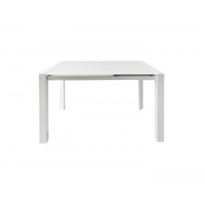 Table de repas extensible 120/180 cm rectangulaire plateau verre blanc - LUCIOLE