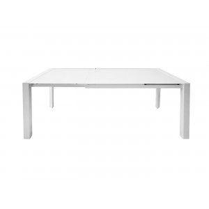 Table de repas extensible 120/180 cm rectangulaire plateau verre blanc - LUCIOLE