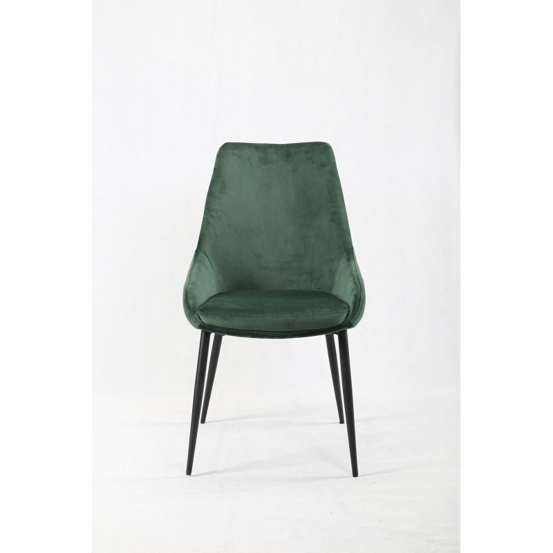 Lot de 2 chaises en velours vert et piètement en métal noir - JAZZY