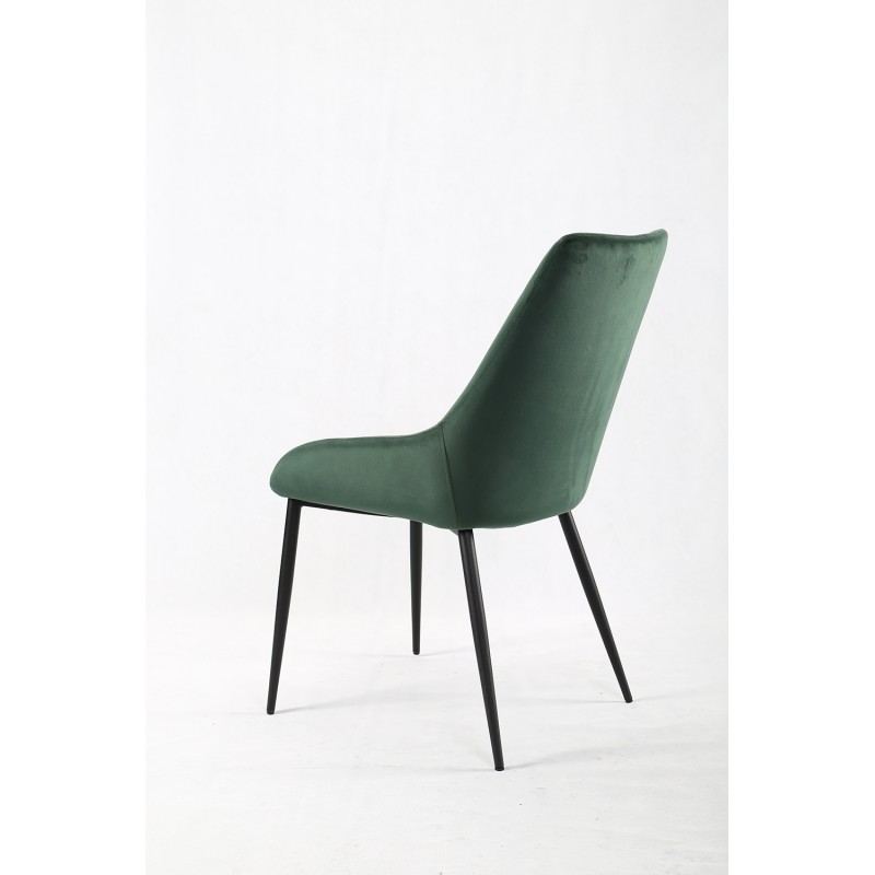 Lot de 2 chaises en velours vert et piètement en métal noir - JAZZY