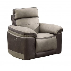 Fauteuil relaxation beige bicolore motorisé tissu suédine doux - CLARA