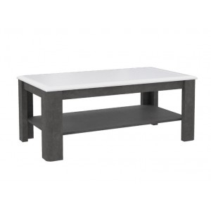 Table basse rectangulaire bicolore bois blanc et gris - CALVI