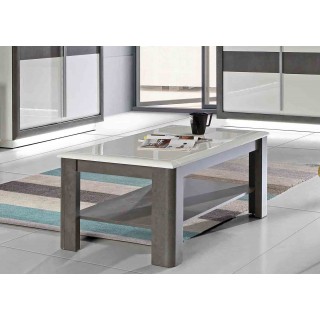 Table basse rectangulaire bicolore bois blanc et gris - CALVI
