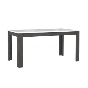 Table de repas extensible rectangulaire 160/206 cm bicolore bois blanc et gris - CALVI