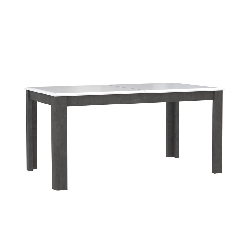 Table de repas extensible rectangulaire 160/206 cm bicolore bois blanc et gris - CALVI
