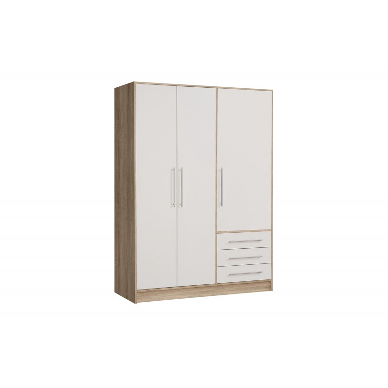 Armoire dressing blanc et aspect chêne clair 3 portes - FARO